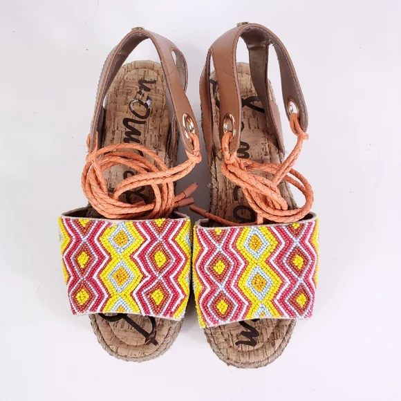Sam Edelman Strappy Beaded Espadrilles Sandles - Picture 4 of 8